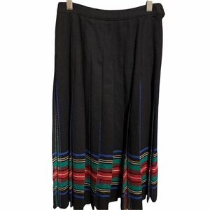 Vintage Pendleton Skirt Wool Pleated Black Green Red Blue Plaid Midi Skirt 4P